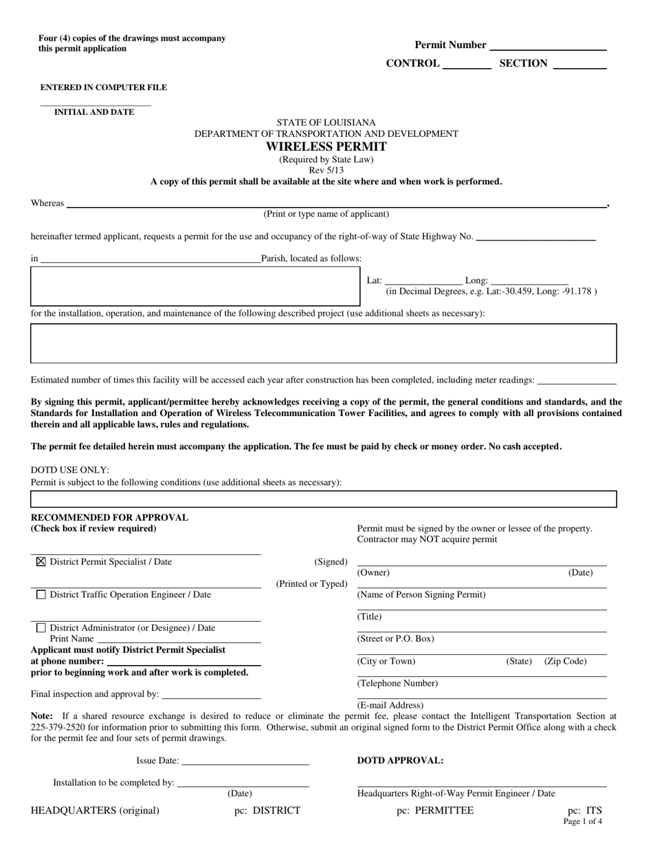 Wireless Permit - Louisiana, Page 1