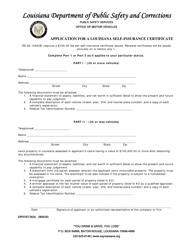 Document preview: Form DPSMV3026 Application for a Louisiana Self-insurance Certificate - Louisiana