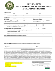 Application Triploid Grass Carp Possession and Transport Permit - Louisiana, Page 2