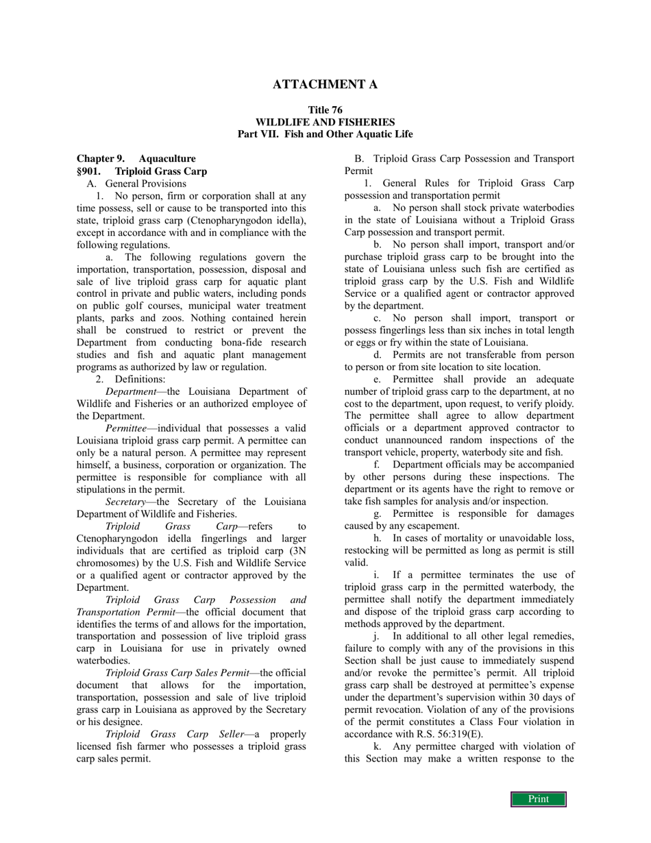 Application Triploid Grass Carp Possession and Transport Permit - Louisiana, Page 3