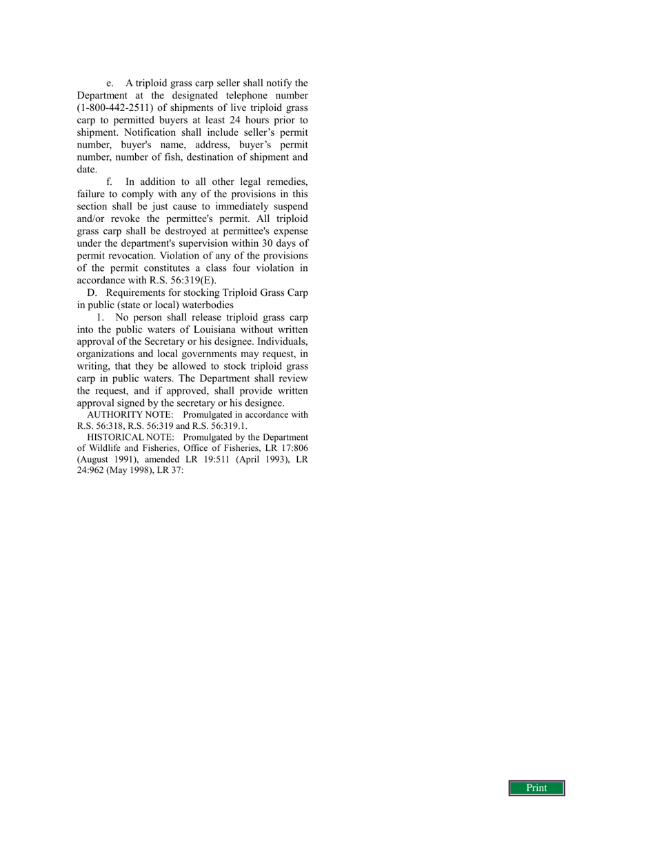 Application Triploid Grass Carp Sales Permit - Louisiana, Page 5