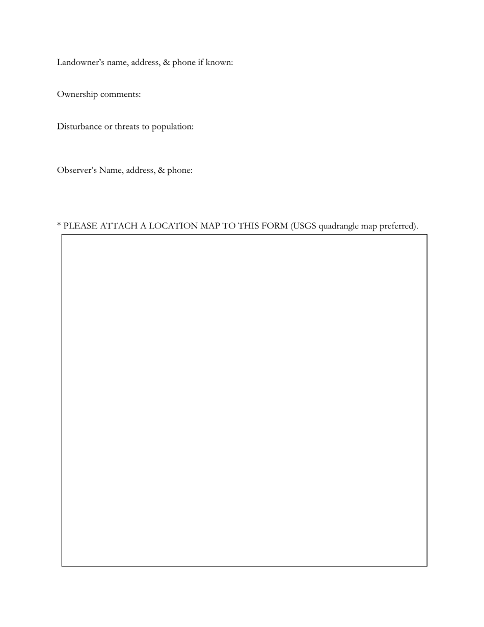 Rare Species and Natural Communities Reporting Form - Wildlife Diversity Program - Louisiana, Page 2