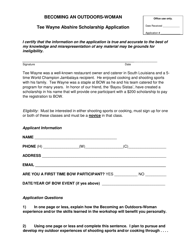 Document preview: Tee Wayne Abshire Scholarship Application - Louisiana
