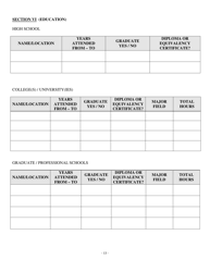 Personal Data Questionnaire - Louisiana, Page 13