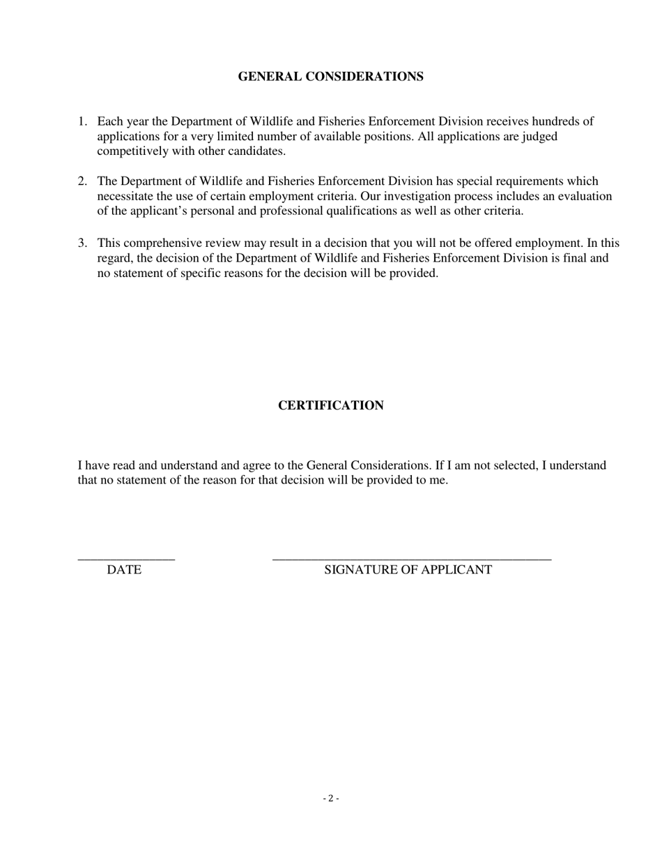 Personal Data Questionnaire - Louisiana, Page 2