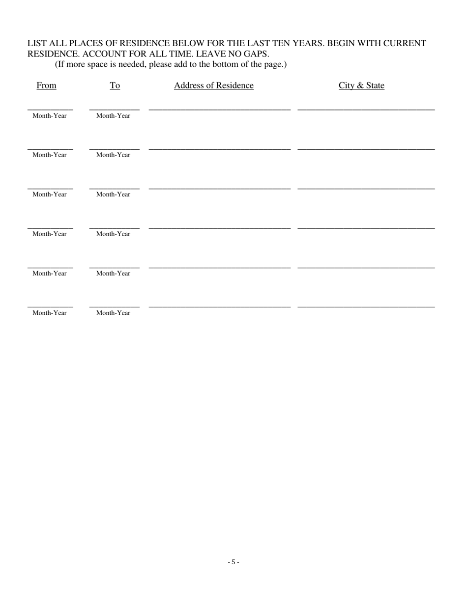 Personal Data Questionnaire - Louisiana, Page 5