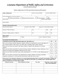 Form DPSMV2401 &quot;Initial Application for Driving School Instructor/Examiner&quot; - Louisiana
