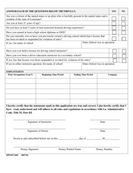 Form DPSMV2401 Initial Application for Driving School Instructor/Examiner - Louisiana, Page 2