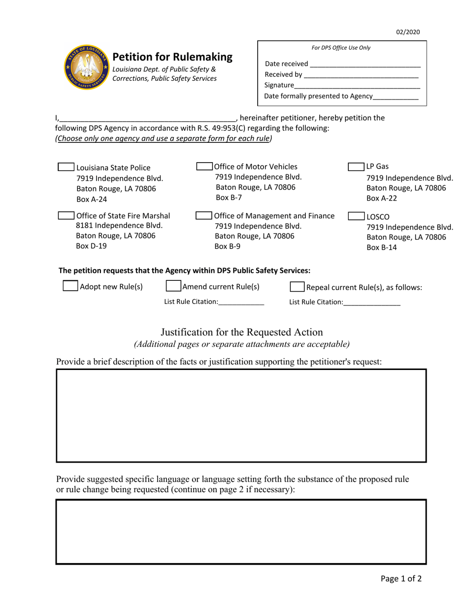 Petition for Rulemaking - Louisiana, Page 1