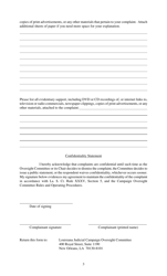 Complaint Form - Judicial Campaign Oversight Committee - Louisiana, Page 3