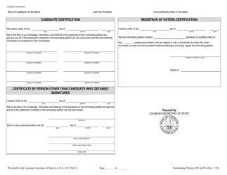 Form NP-44-PE Nominating Petition for Qualifying in Lieu of Qualifying Fees for Candidates That Are Independent of a Political Party for Presidential Elector for President and Vice President - Louisiana, Page 3