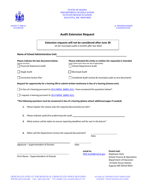 Audit Extension Request - Maine Download Pdf