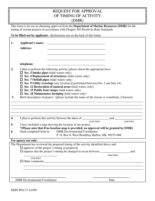 Form DEPLW0117-A  Printable Pdf