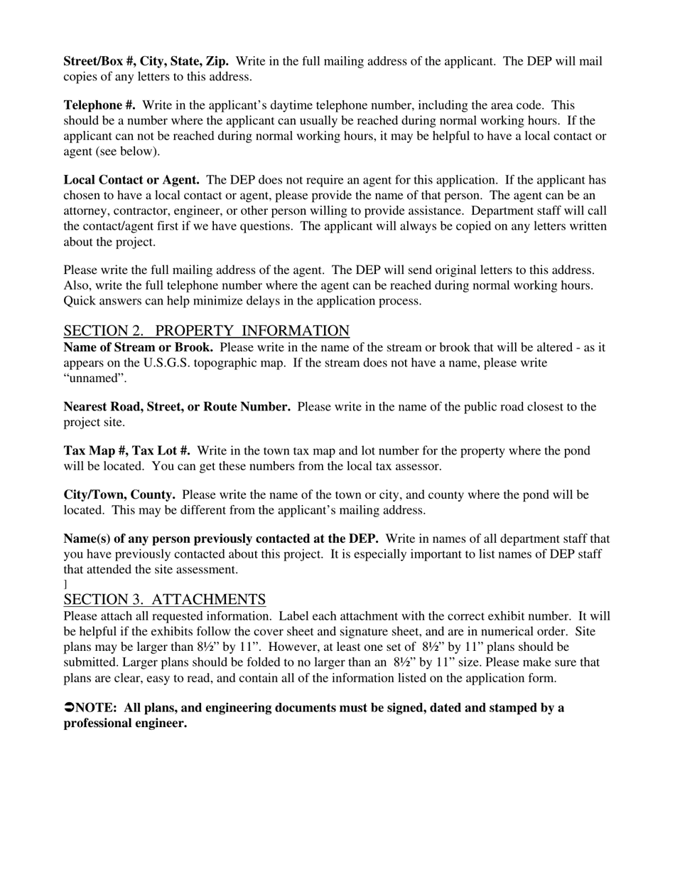 Form DEPLW0016-B2009 Application for General Permit - Agricultural Irrigation Pond - Maine, Page 2