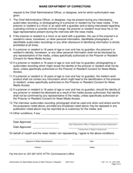 Authorization for News Media Access to Staff, Prisoner or Resident - Maine, Page 2