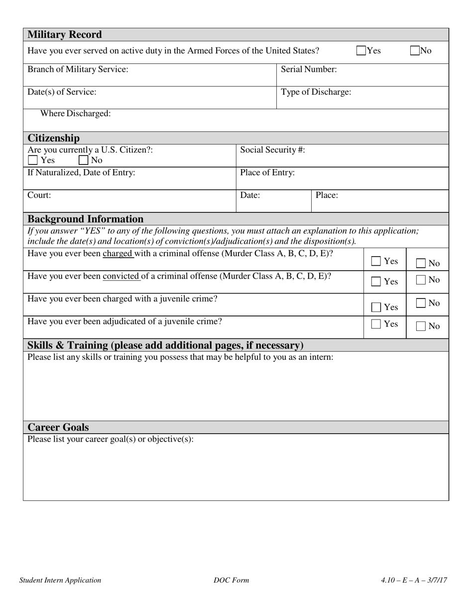 Student Internship Application - Maine, Page 2