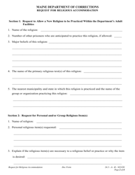 Request for Religious Accommodation - Maine, Page 2