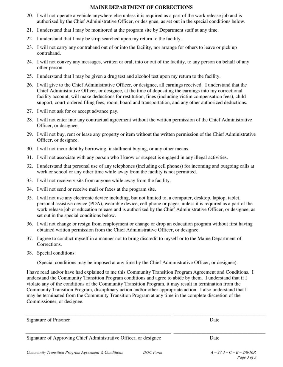 Community Transition Program Agreement - Maine, Page 3