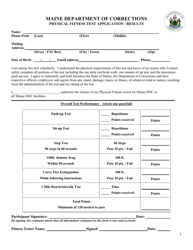 Physical Fitness Test Application/Results - Maine