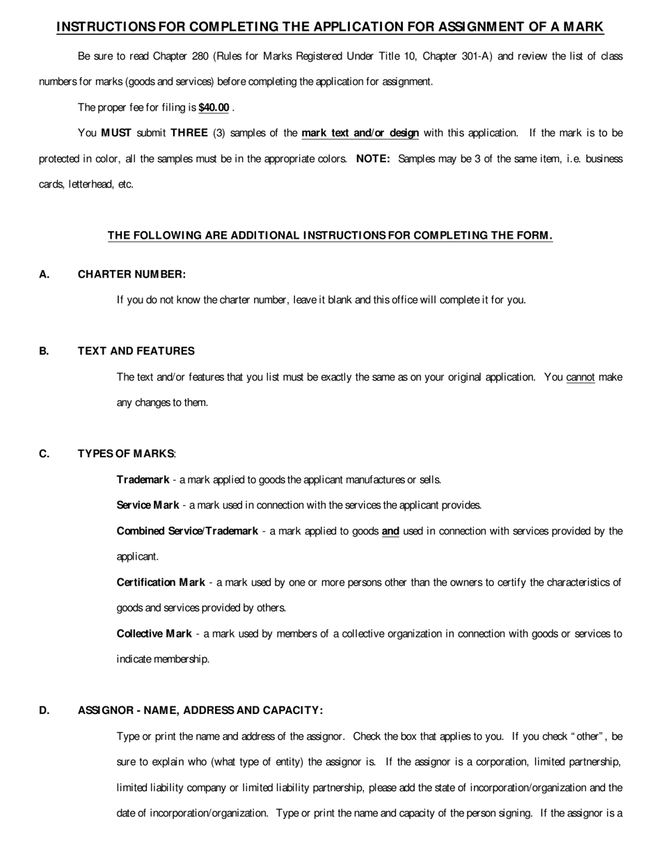 Form MARK-4 Application for Assignment of a Mark - Maine, Page 4