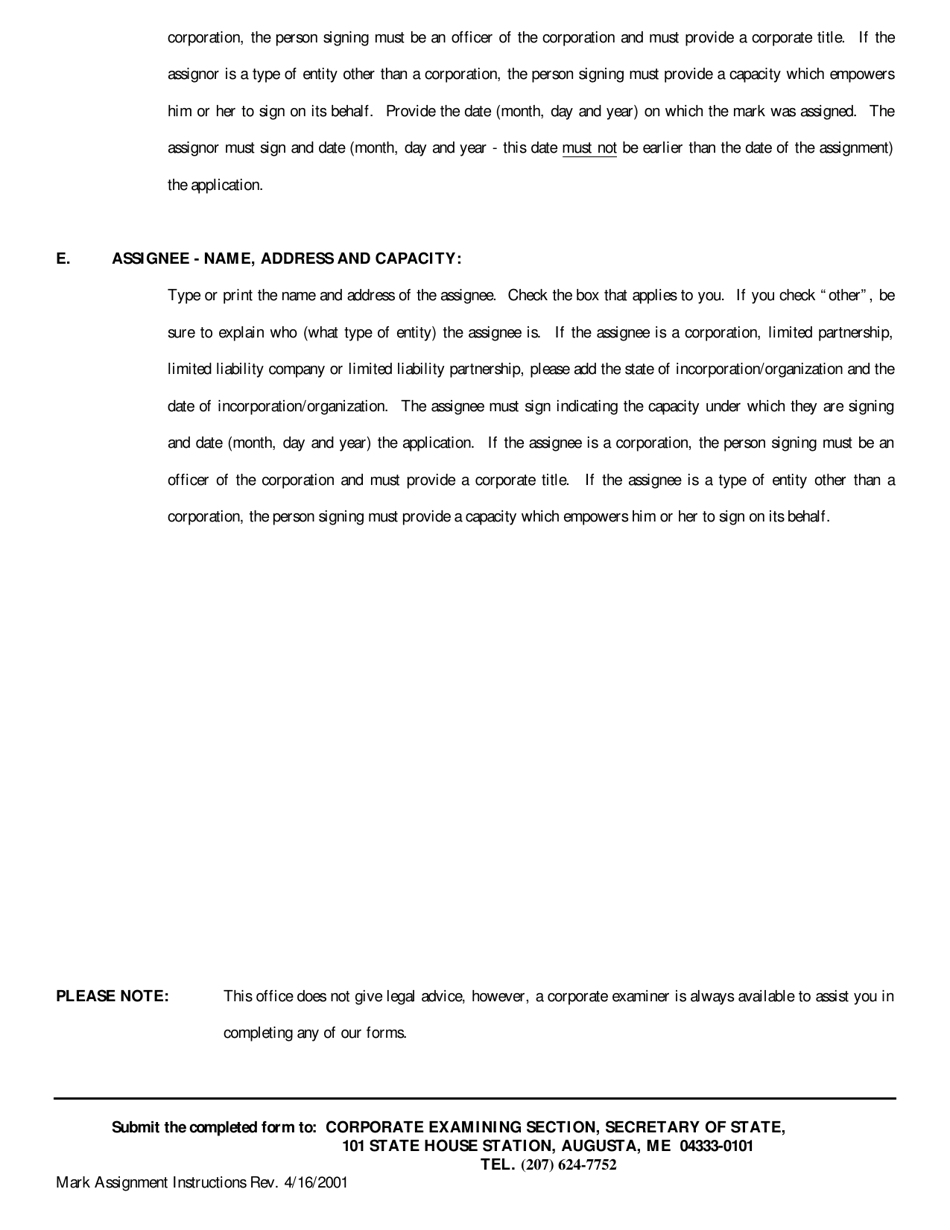 Form MARK-4 Application for Assignment of a Mark - Maine, Page 5