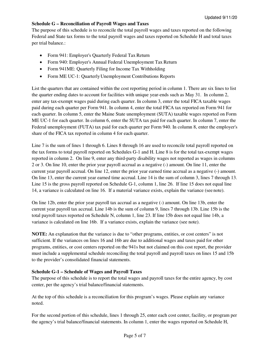 Instructions for Mainecare Cost Report for Intermediate Care Facilities - Maine, Page 5