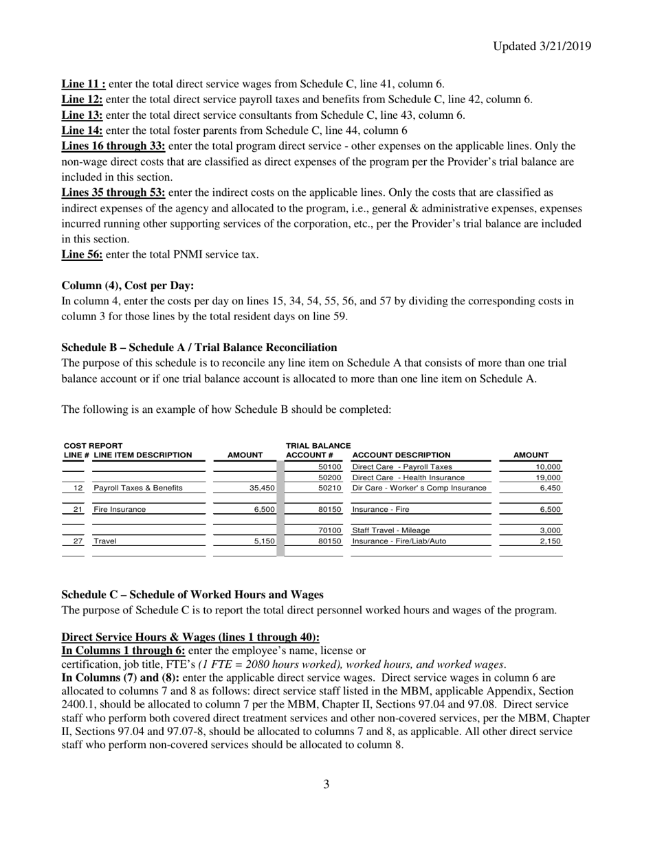Instructions for Mainecare Cost Report for Appendix B  D Private Non-medical Institutions (Pnmi) - Maine, Page 3