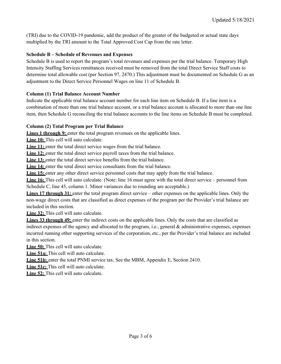 Instructions for Mainecare Cost Report for Appendix E Private Non-medical Institutions (Pnmi) - Maine, Page 3