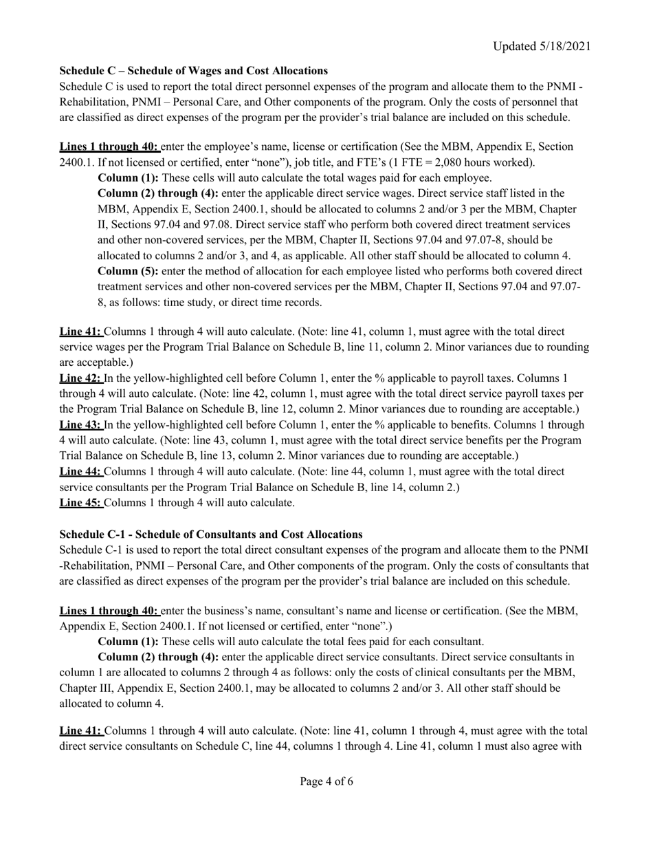 Instructions for Mainecare Cost Report for Appendix E Private Non-medical Institutions (Pnmi) - Maine, Page 4