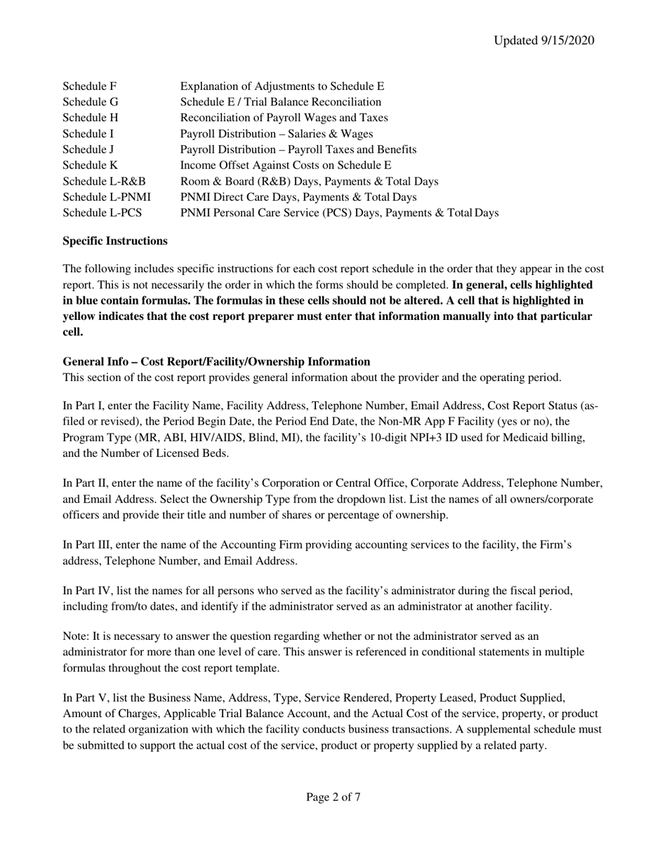 Instructions for Mainecare Cost Report for Appendix F Private Non-medical Institutions (Pnmi) - Maine, Page 2
