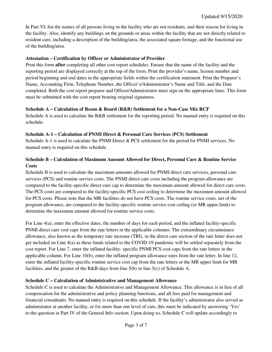Instructions for Mainecare Cost Report for Appendix F Private Non-medical Institutions (Pnmi) - Maine, Page 3