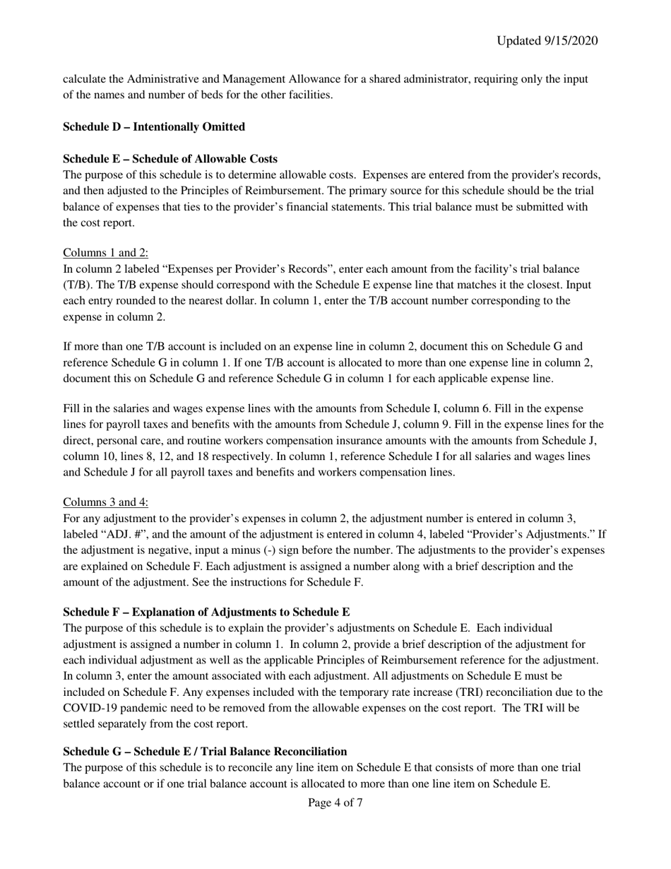 Instructions for Mainecare Cost Report for Appendix F Private Non-medical Institutions (Pnmi) - Maine, Page 4
