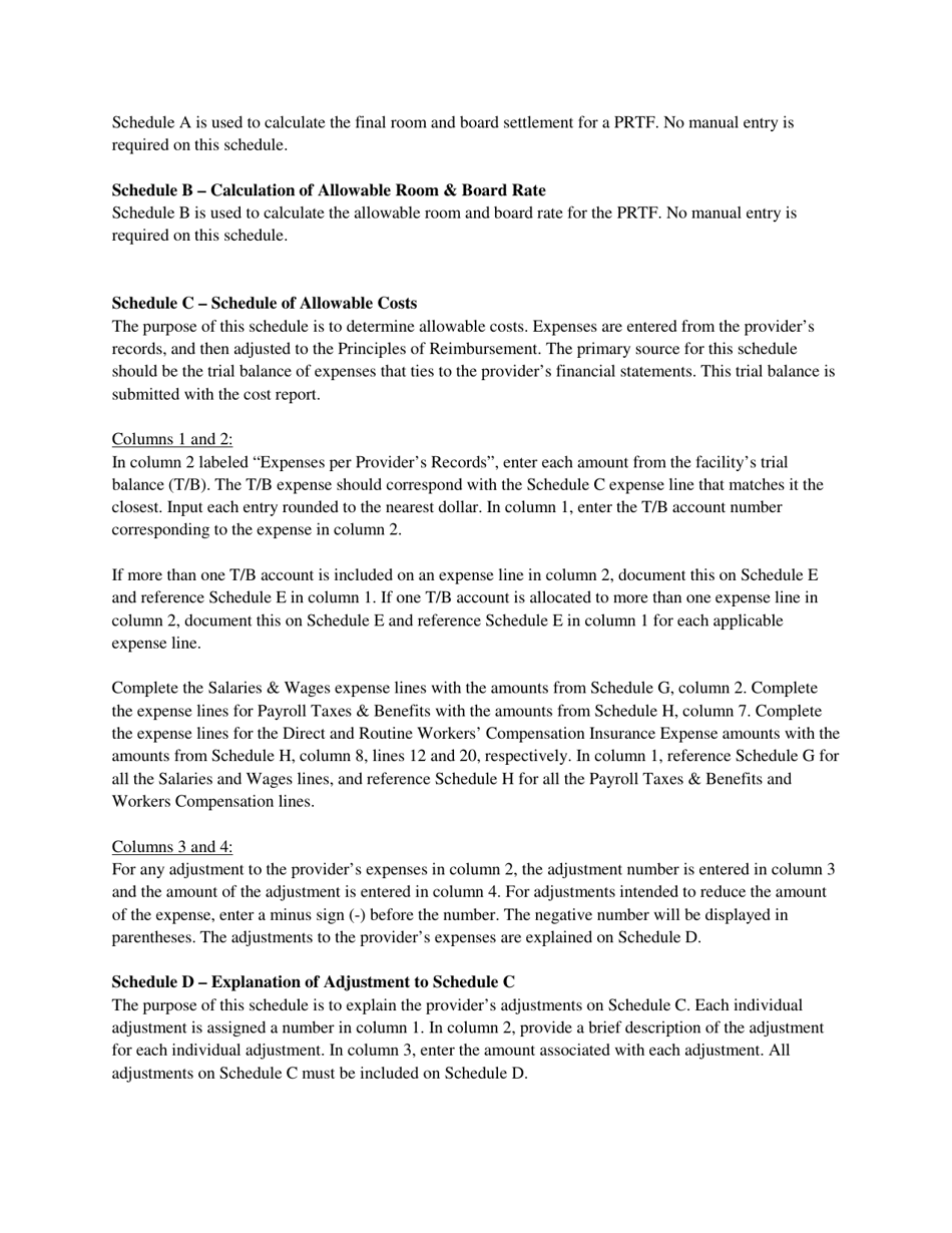 Instructions for Mainecare Cost Report for Psychiatric Residential Treatment Facilities (Prtf) - Maine, Page 3