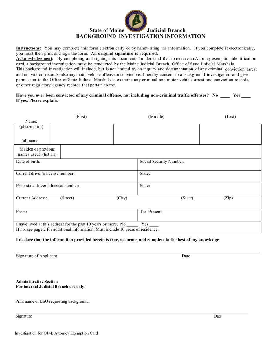 Maine Background Investigation Information Fill Out Sign Online And