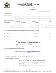 Document preview: Form MVD-406 Application for Light/Heavy Wrecker - Maine