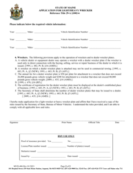 Form MVD-406 Application for Light/Heavy Wrecker - Maine, Page 2
