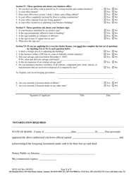 Form MVD-362 Applicant Questionnaire for the Licensing of Dealers, Transporters, Loaners or Recyclers - Maine, Page 2