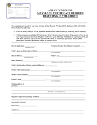 Application for the Maryland Certificate of Birth Resulting in Stillbirth - Maryland, Page 2