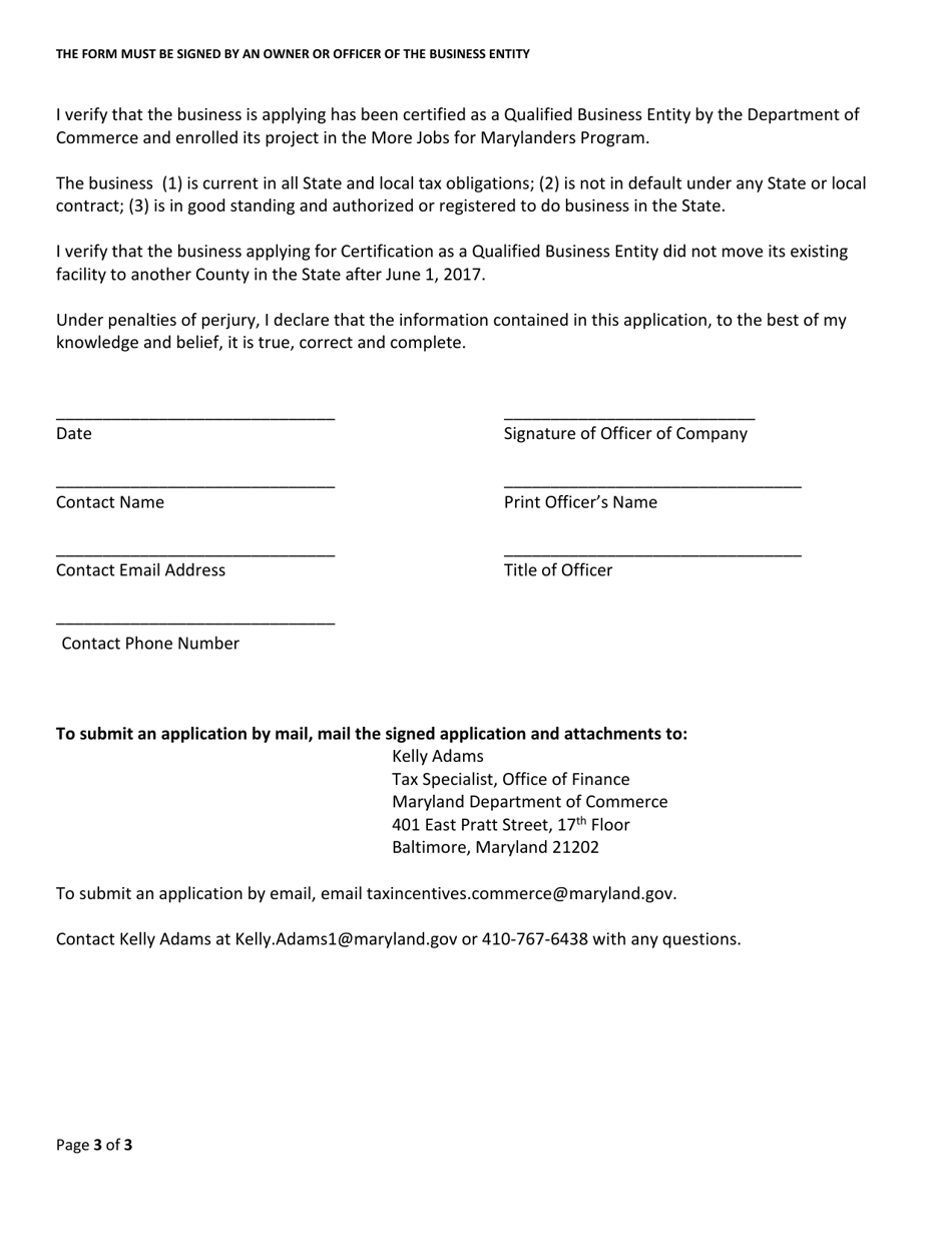 More Jobs for Marylanders Income Tax Credit - Initial Tax Credit Application - Maryland, Page 3