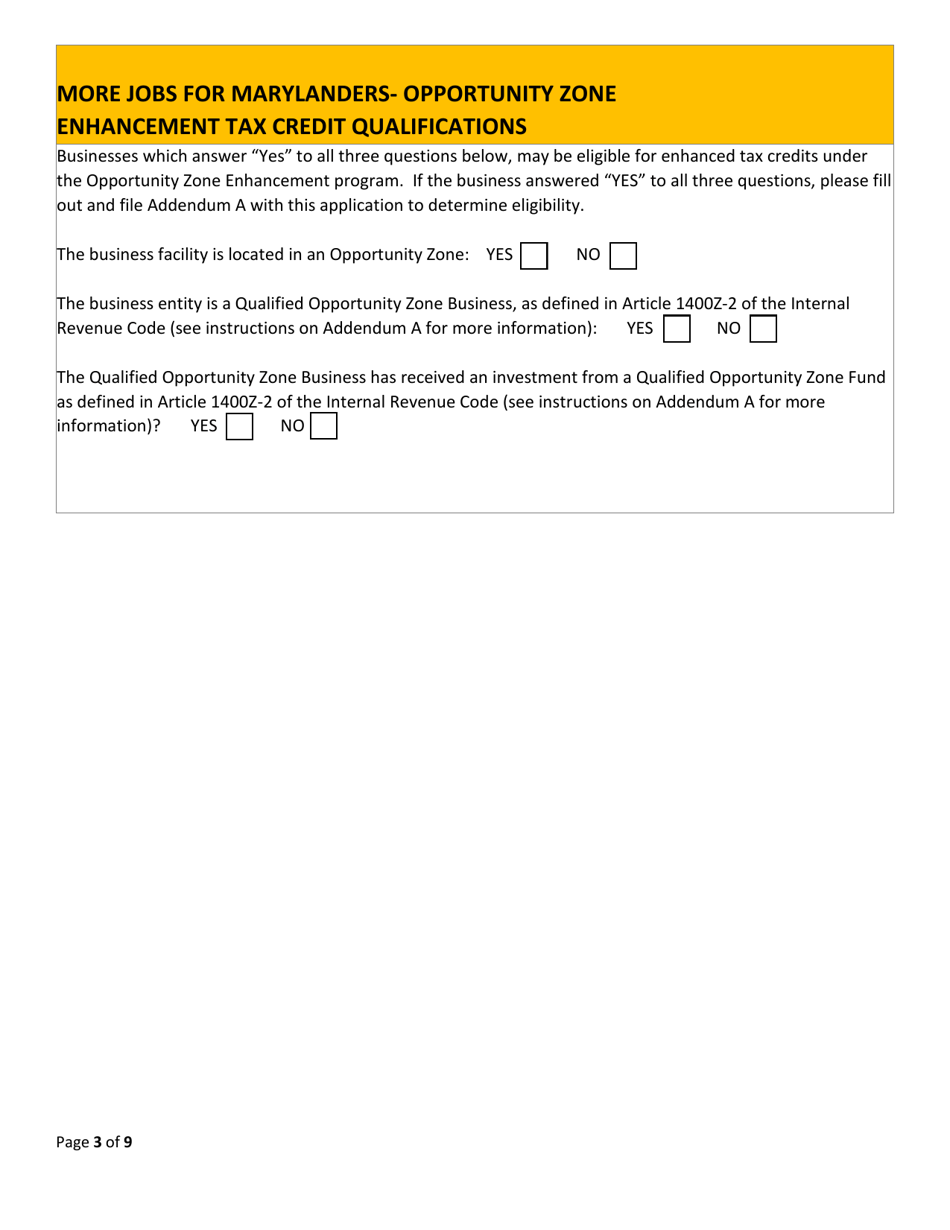 More Jobs for Marylanders Project Enrollment Application - New Maryland Business - Maryland, Page 3