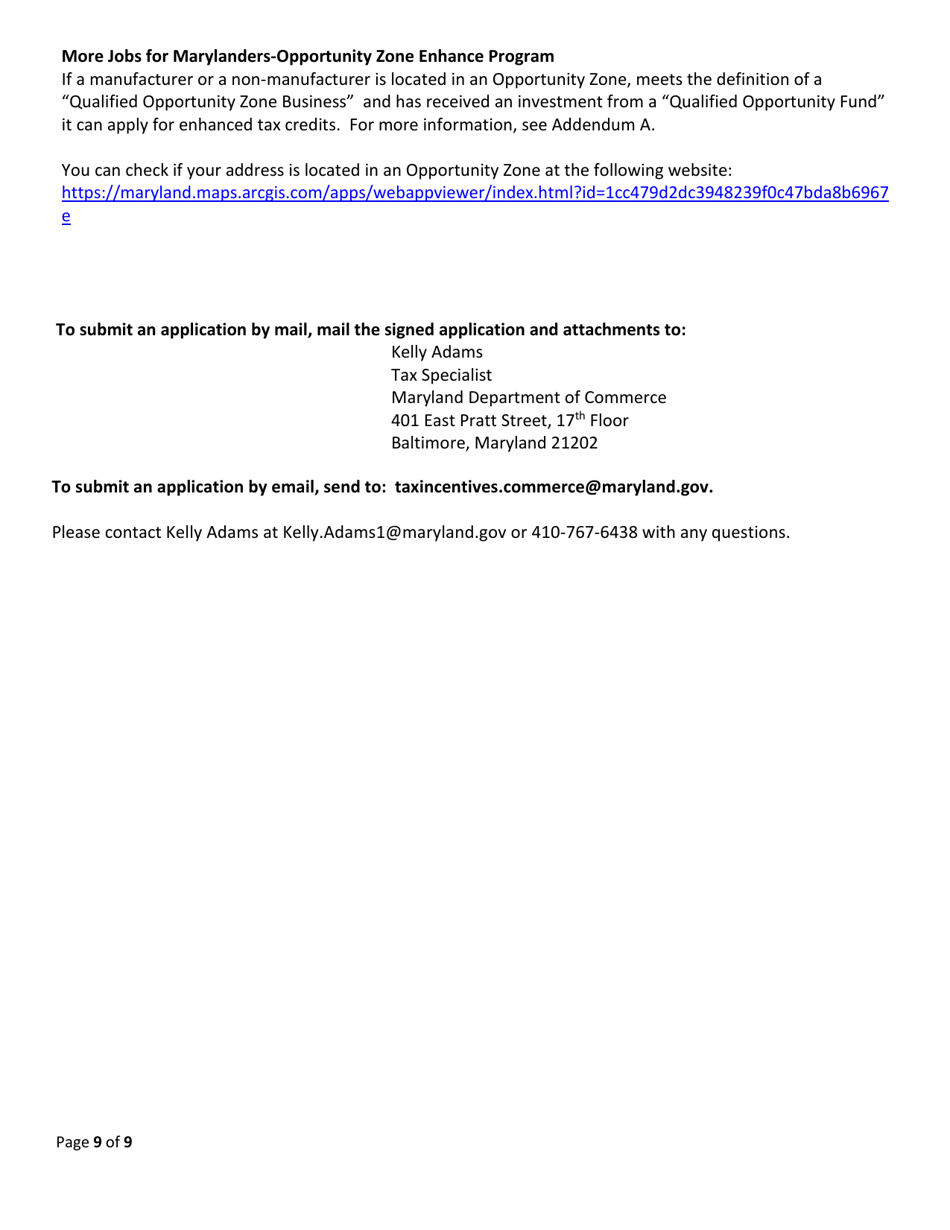 More Jobs for Marylanders Project Enrollment Application - New Maryland Business - Maryland, Page 9