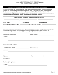 Developmental Disabilities Administration Application for Eligibility - Maryland, Page 6