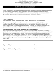 Developmental Disabilities Administration Application for Eligibility - Maryland, Page 9