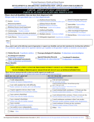 Developmental Disabilities Administration Application for Eligibility - Maryland (English/Spanish), Page 2