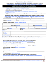 Developmental Disabilities Administration Application for Eligibility - Maryland (English/Spanish), Page 7