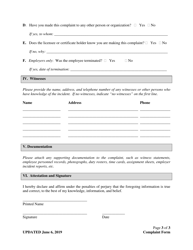 Complaint Form - State Board of Environmental Health Specialists - Maryland, Page 3