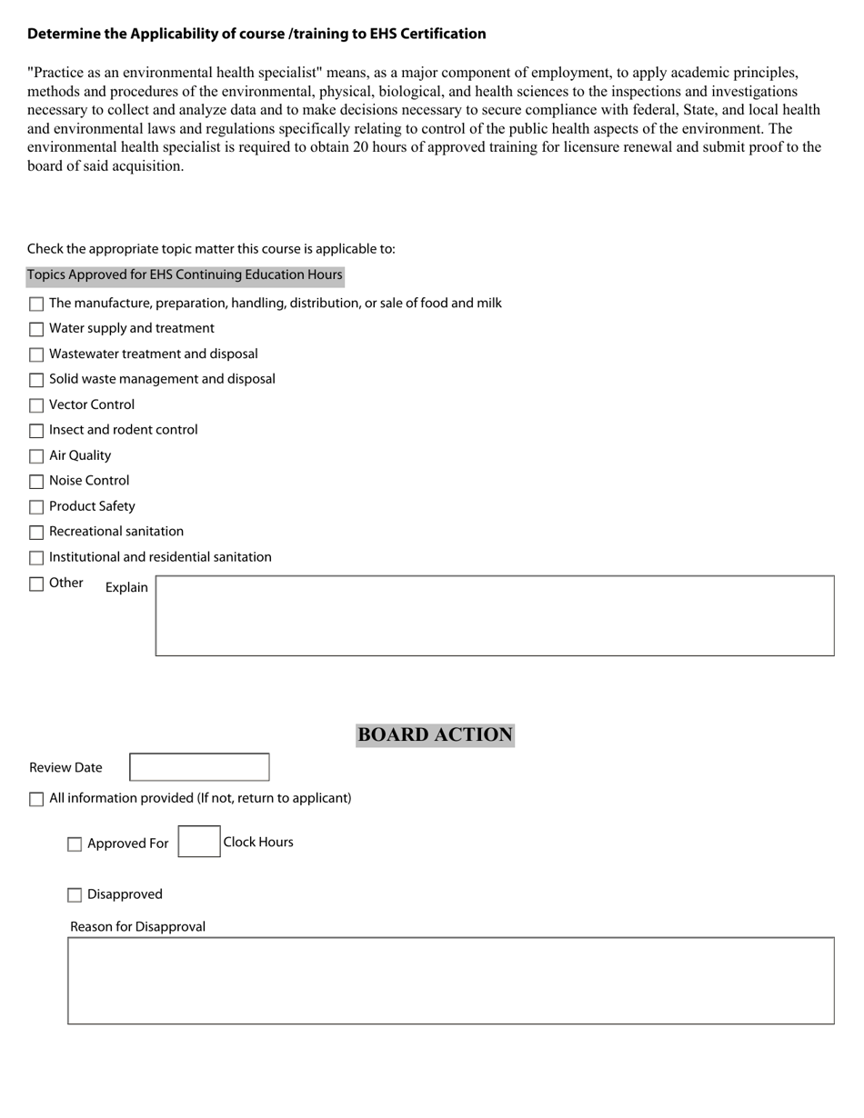 Request for Training Approval by Environmental Health Specialist for Training Completed - Maryland, Page 2