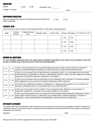 Reactivation Application - Board of Environmental Health Specialists - Maryland, Page 2