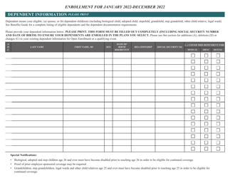 Satellite Employees Health Benefits Enrollment and Change Form - Maryland, Page 2