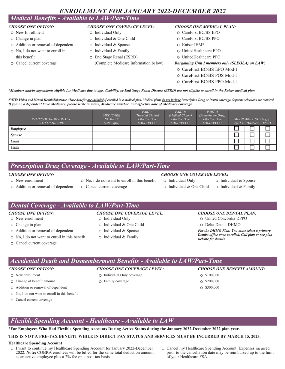Direct Pay Enrollment Form - Health Benefits - Maryland, Page 3